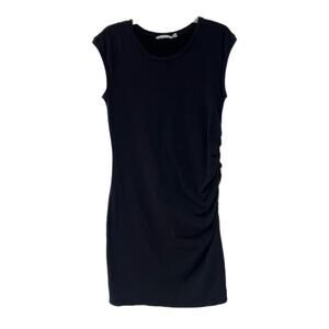Athleta Dress Women's Black Sleeveless Ruched Bodycon Della Dress Size Large